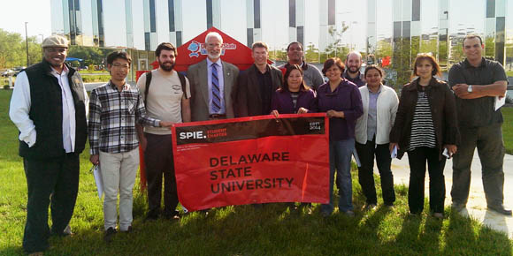 SPIE President Robert Lieberman and the SPIE Delaware State University Student Chapter