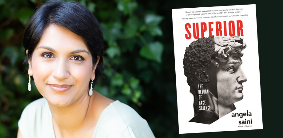 Angela Saini and cover image of Superior