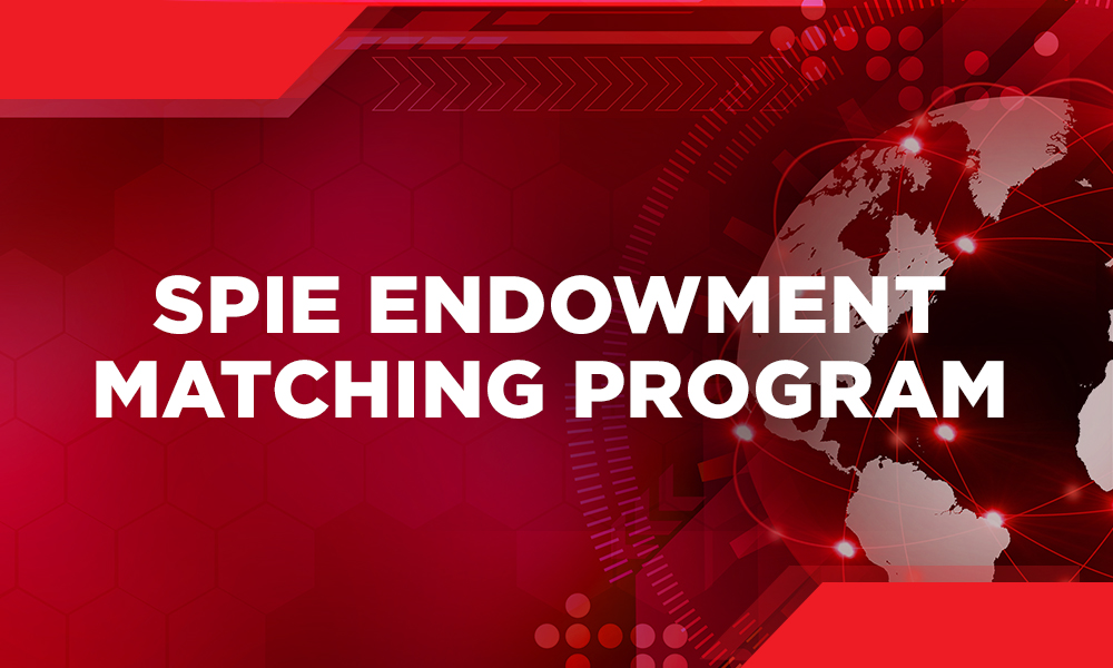 An abstract image of a globe, with the words SPIE Endowment Matching Program