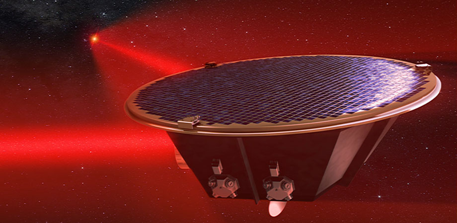 Artist’s impression of the LISA spacecraft with two laser links