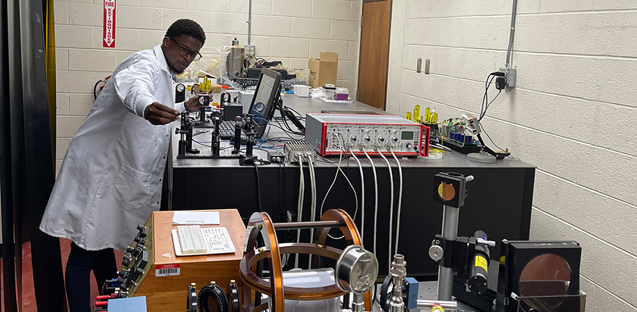 Dr. Wesley Sims, at work in his Morehouse College lab.