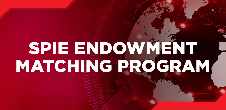 Text on abstract image reads "SPIE Endowment Matching Program."
