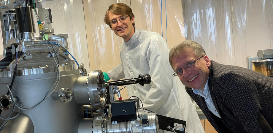 Bert Müller, right, at work with postdoc Griffin Rodgers in the Biomaterials Science Center at University of Basel Switzerland.