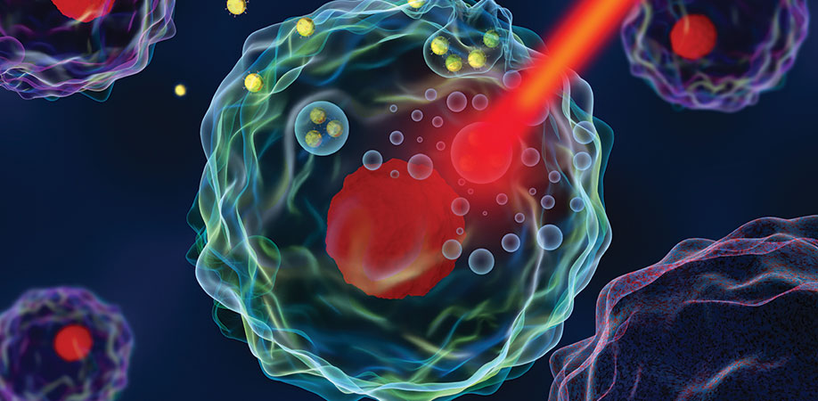 Artist's rendering of nanoparticles as cancer treatment.