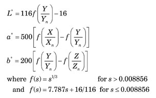 CIELAB Coordinates Equations